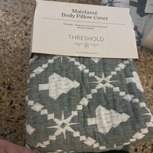 Threshold Green and White Matelassé Pillow Cover